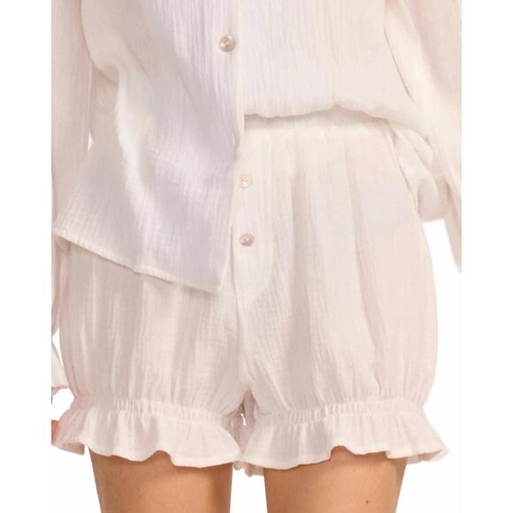 BELLE D'AMOUR Pants - NEW BELLE D'AMOUR cotton gauze button down shorts in white